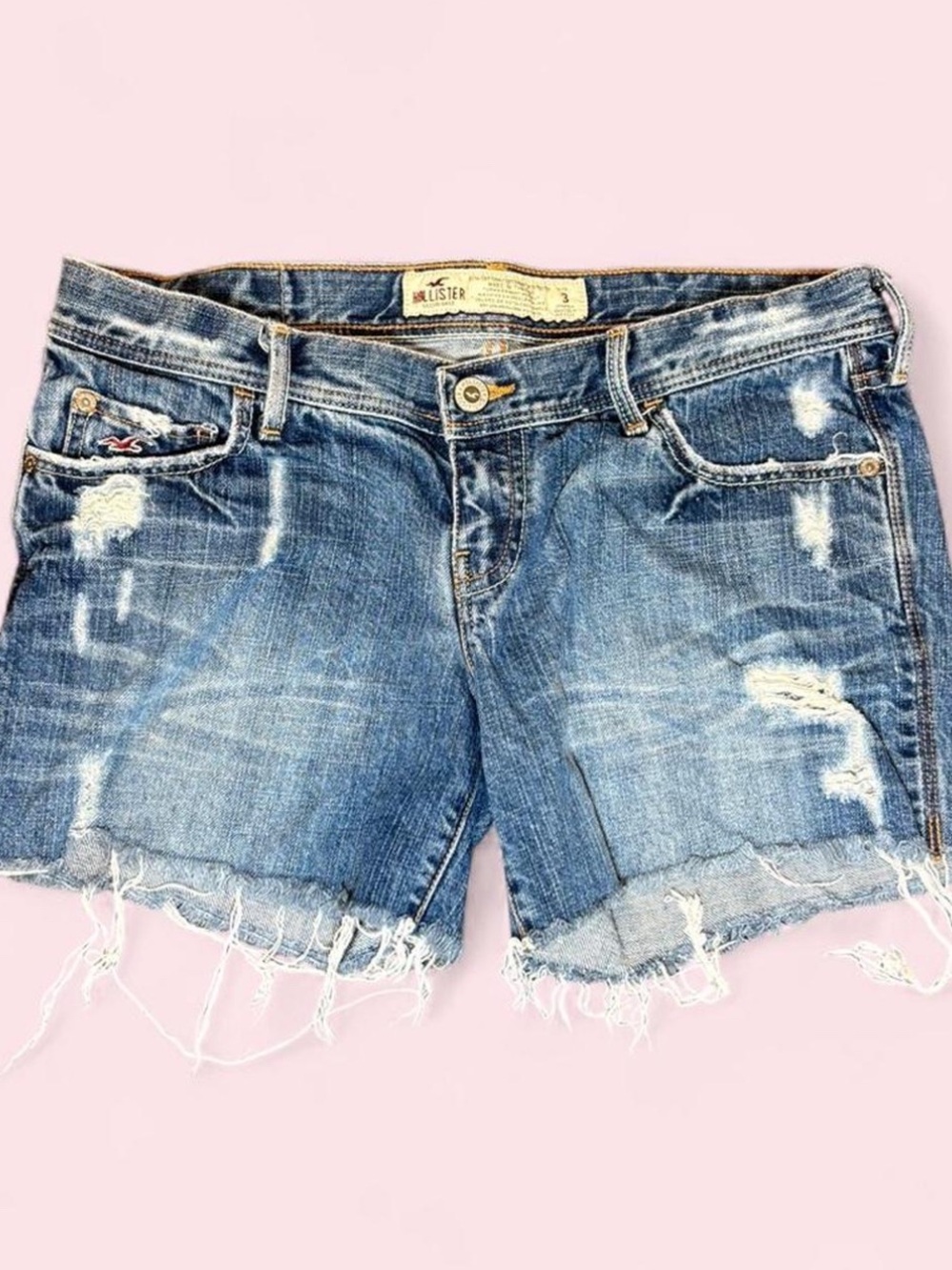 Vintage Hollister Women's Distressed Denim Cutoff Shorts - Light Blue